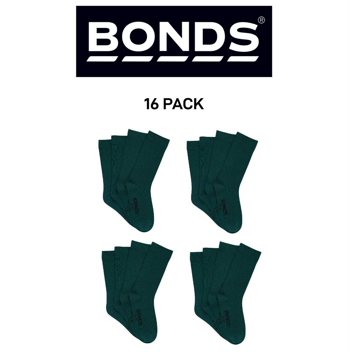 Bonds Kids School Oxford Crew Socks Ultimate Comfort and Softness 16 Pack RY4X4N