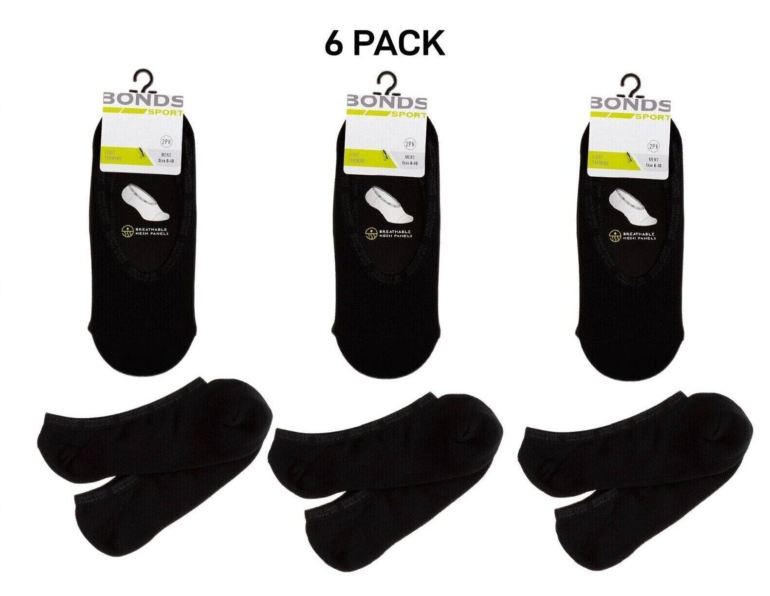 Bonds Mens Mesh Play Cool Footlet Socks Sport Active Running 6 Pack SYRU2N