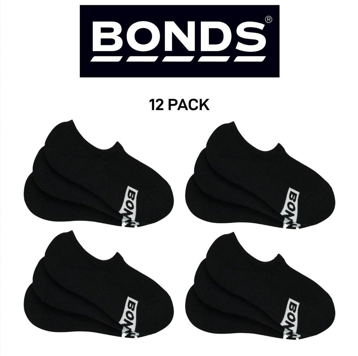 Bonds Mens Logo Sneaker Socks Cushioned Soles & Breathable Cotton 12 Pack SXKQ3N