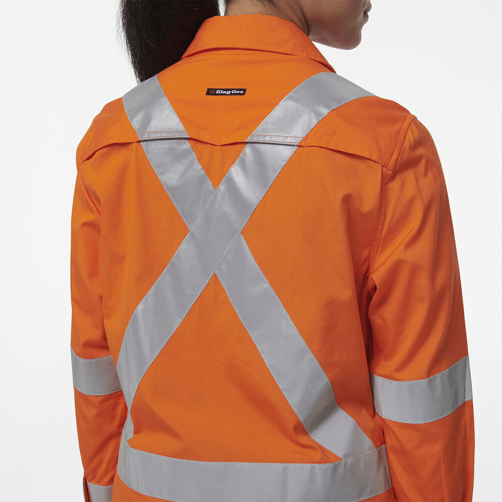 KingGee Womens Safety Workcool Vented X Back Reflective Breathable Shirt K44233-Collins Clothing Co