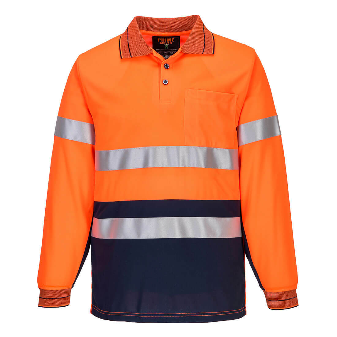 SALE Portwest Prime Mover Long Sleeve Micro Mesh Polo Taped Work Hi-Vis MP513