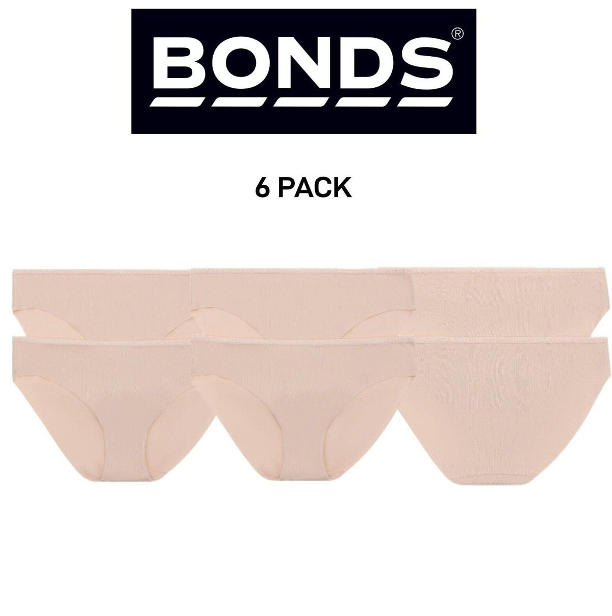Bonds Womens No Show Bikini Smooth and Comfortable Waistband Brief 6 Pack WYQ5BW