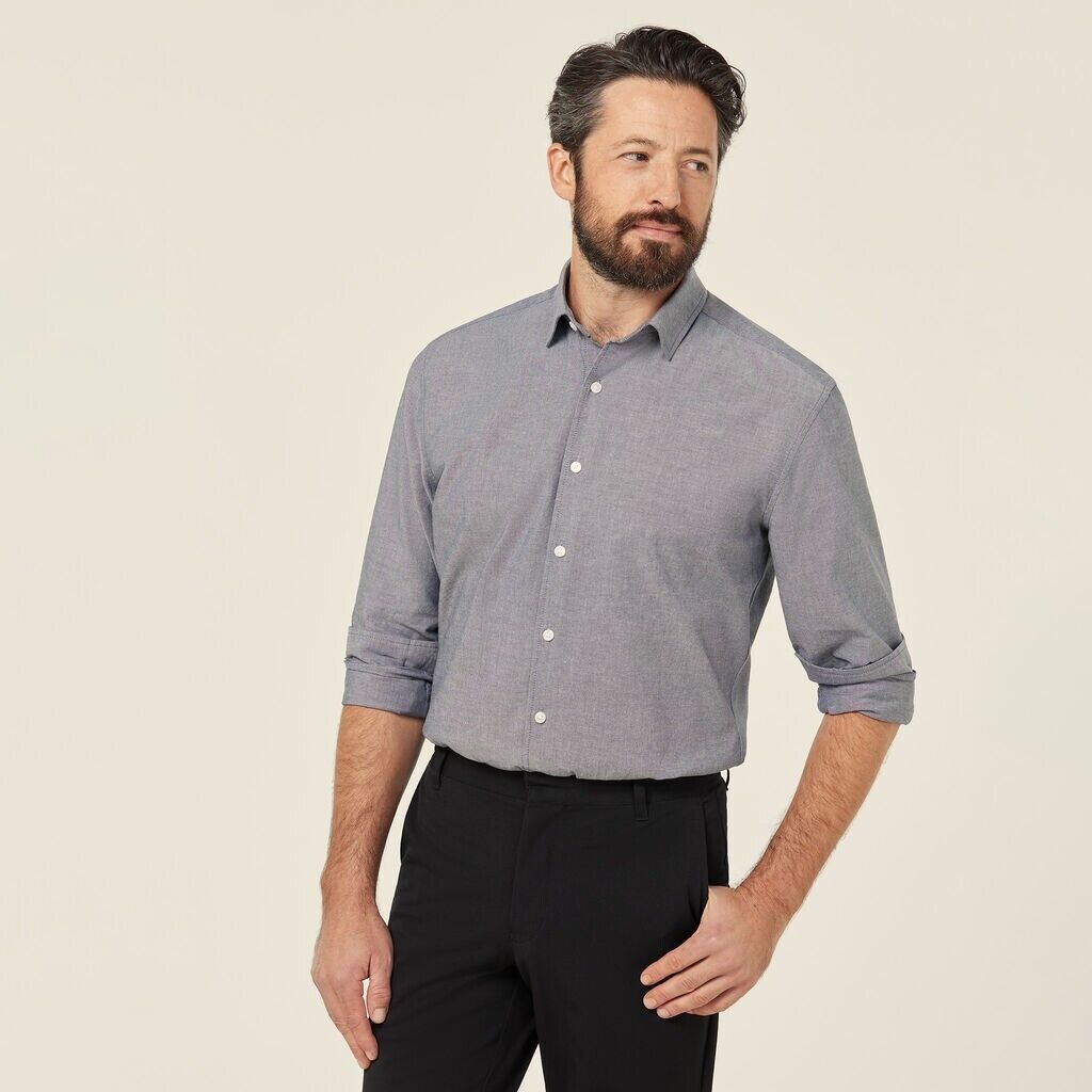 NNT Mens Cotton Chambray Classic Button Long Sleeves Collared Shirt CATJJU-Collins Clothing Co