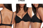 Bonds Womens Invisi Underwire T-Shirt Bra Comfy Flattering Neckline 3 Pack YXD9Y