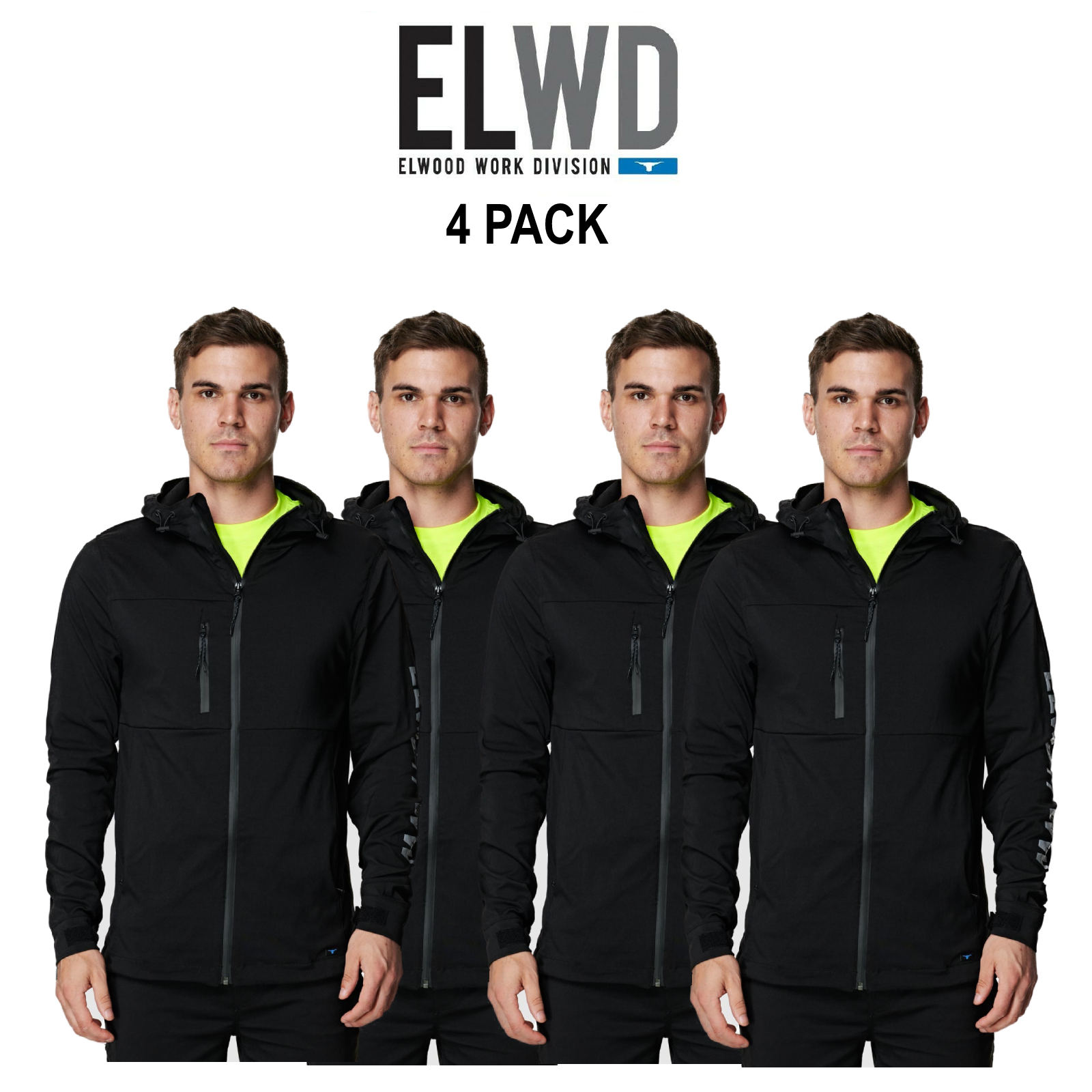 Elwood 4 Pack  Workwear Light Jacket Sun Protection Stretch Safety Comfy EWD403