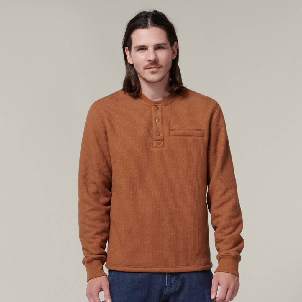 HARD YAKKA Mens 2 Pack Sherpa Henley Contrast Warm Wardrobe Work Jacket Y19488