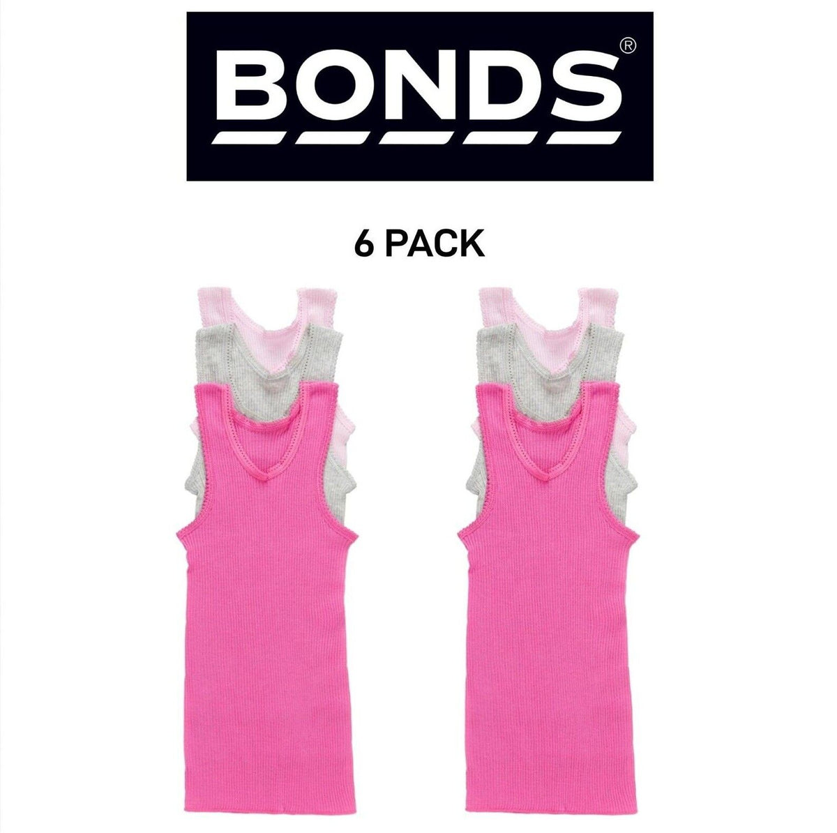 Bonds Baby Vest Ribbed Warmth Singlets Comfy Side Seamfree 6 Pack BXHNT