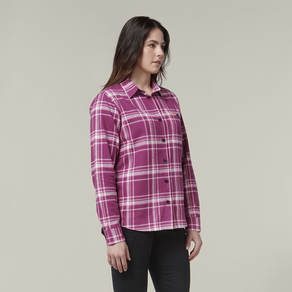 SALE HARD YAKKA Women's Fit Check Flannie Shirt Relaxed Fit Smart Stylish Y08744