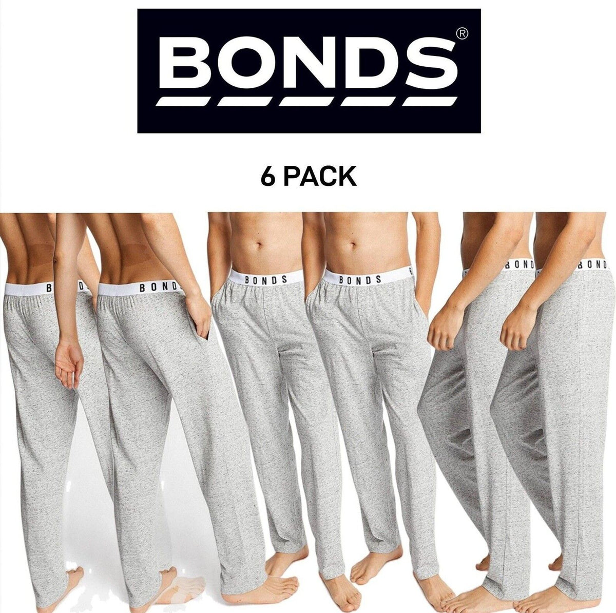 Bonds Mens Comfy Livin Jersey Pant Soft Stretchable Elastic Waist 6 Pack MXM9A