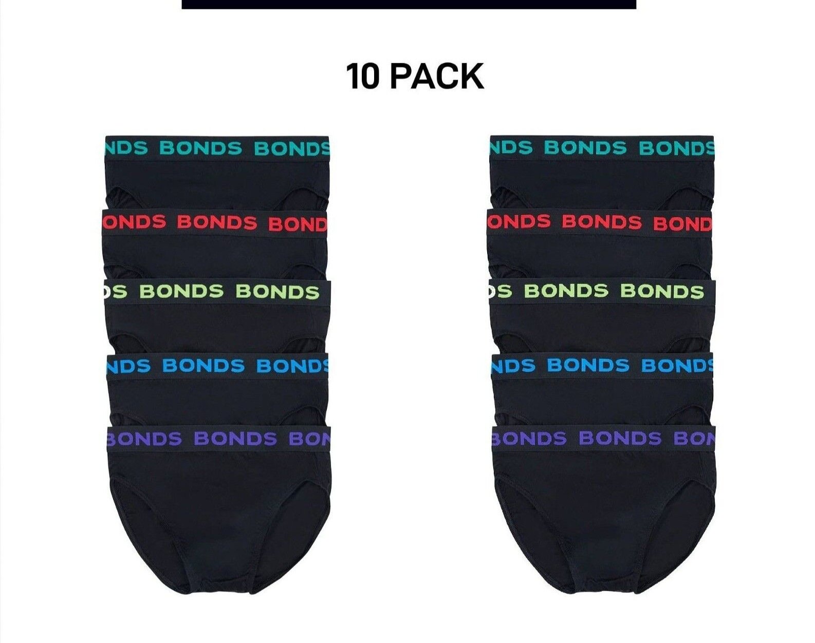 Bonds Mens Hipster Brief Super Soft Branded Elastic Waistband 10 Pack M8DMTX