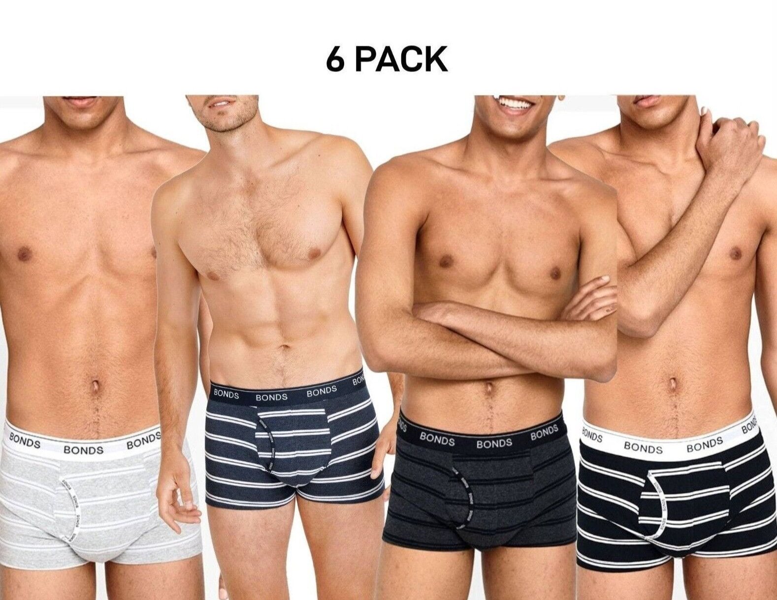 Bonds Mens Guyfront Trunk Ultra Soft Elastic Waistband Seam Free 6 Pack MX3K