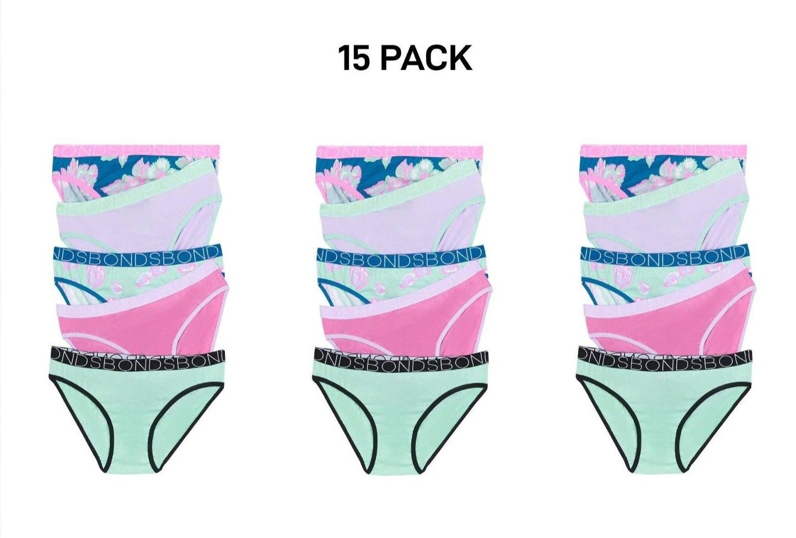 Bonds Girls Bikini Soft and Stretchy Perfect Everyday Coverage 15 Pack UWNV5A