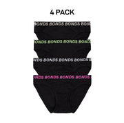 Bonds Girls Bikini Sport Ultimate Comfy and Fresh Moisture Wicking 4 Pack UWKL4A