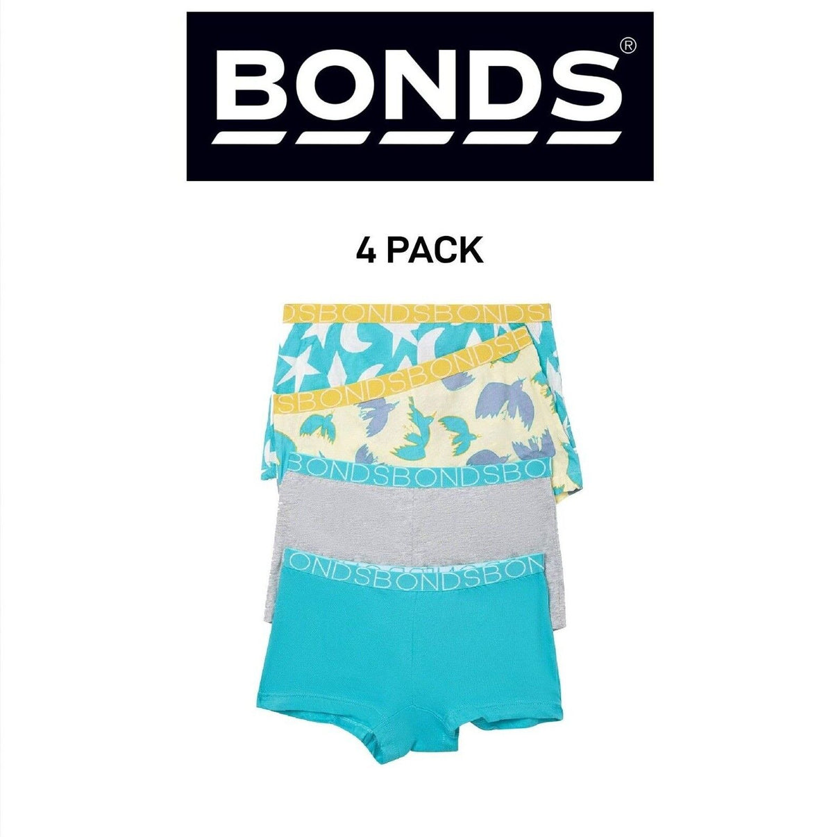 Bonds Girls Shortie Full Coverage Modesty Ultimate Soft Waistband 4 Pack UWCA4A