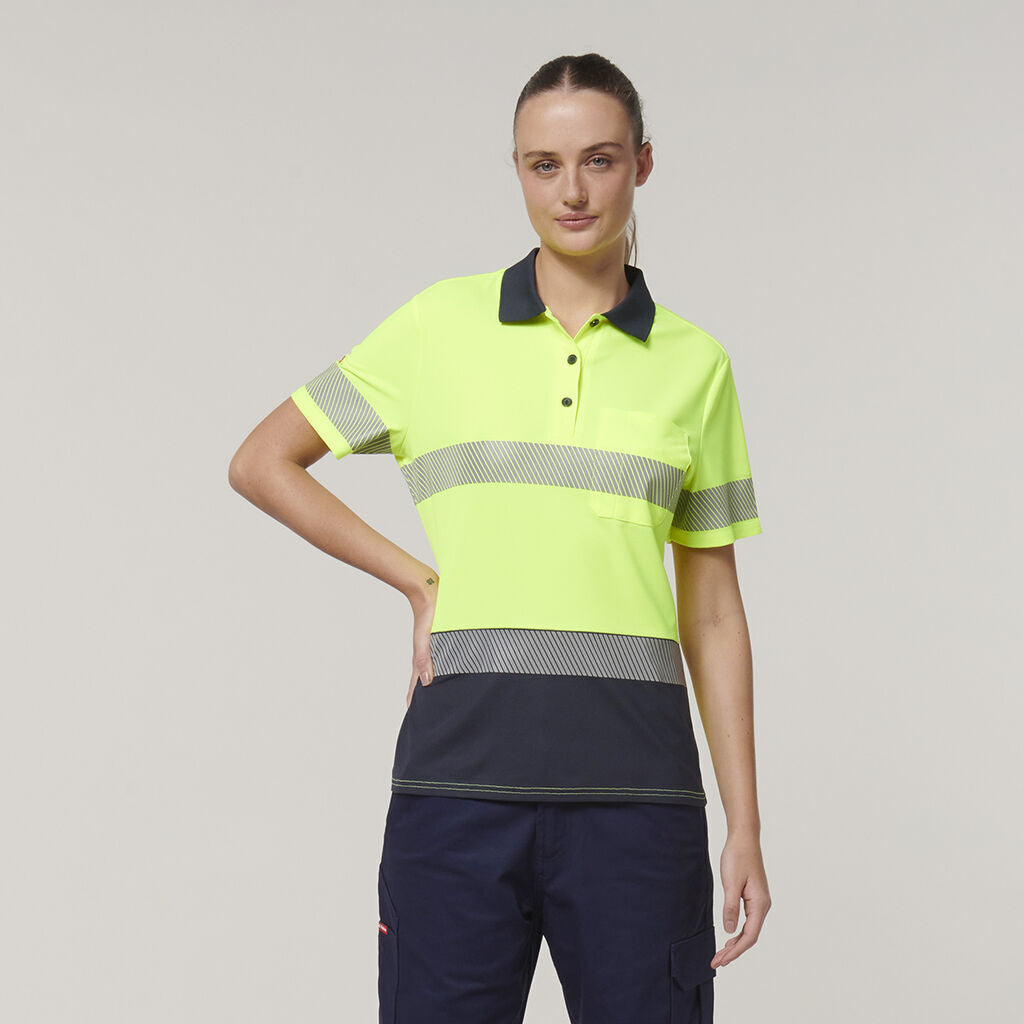 Hard Yakka Womens Safety Work Short Sleeve HI VIS Taped Polo Y08602-Collins Clothing Co