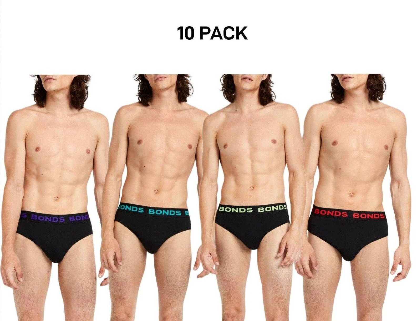 Bonds Mens Hipster Brief  Wide Comfortable Elastic Waistband 10 Pack M8DM5T