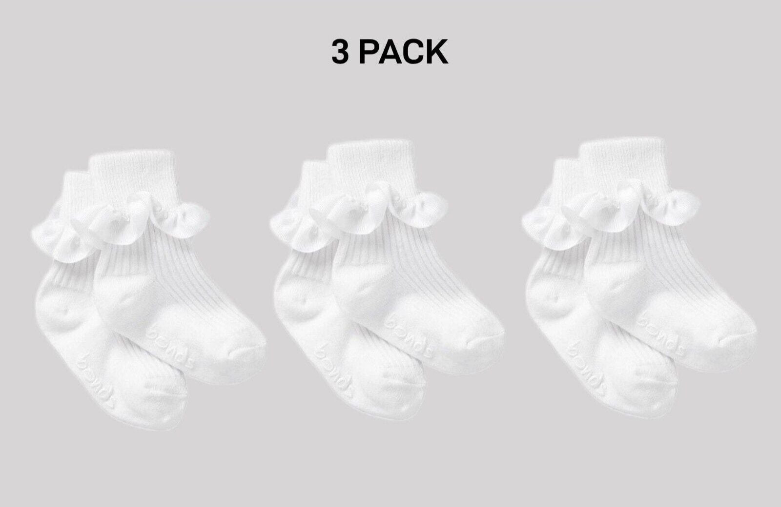 Bonds Baby Party Cuff Sock Fine Super Soft Toe Seams For Comfort 3 Pack RYUR1N