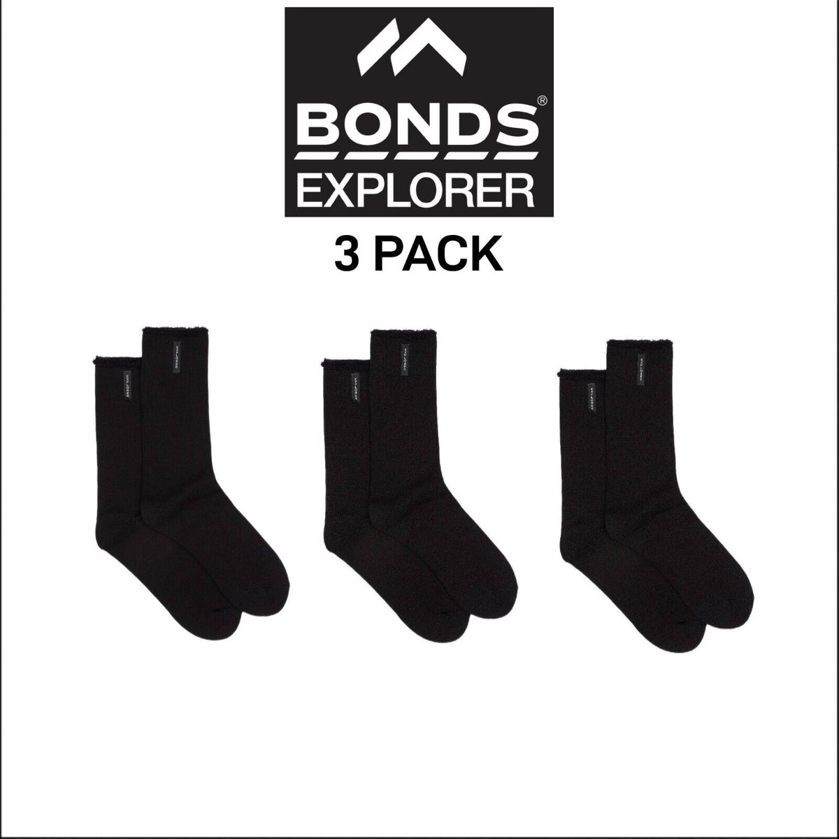 Bonds Explorer Original Wool Blend Crew Comfortable Dual Layer Sock 3 Pack S1138