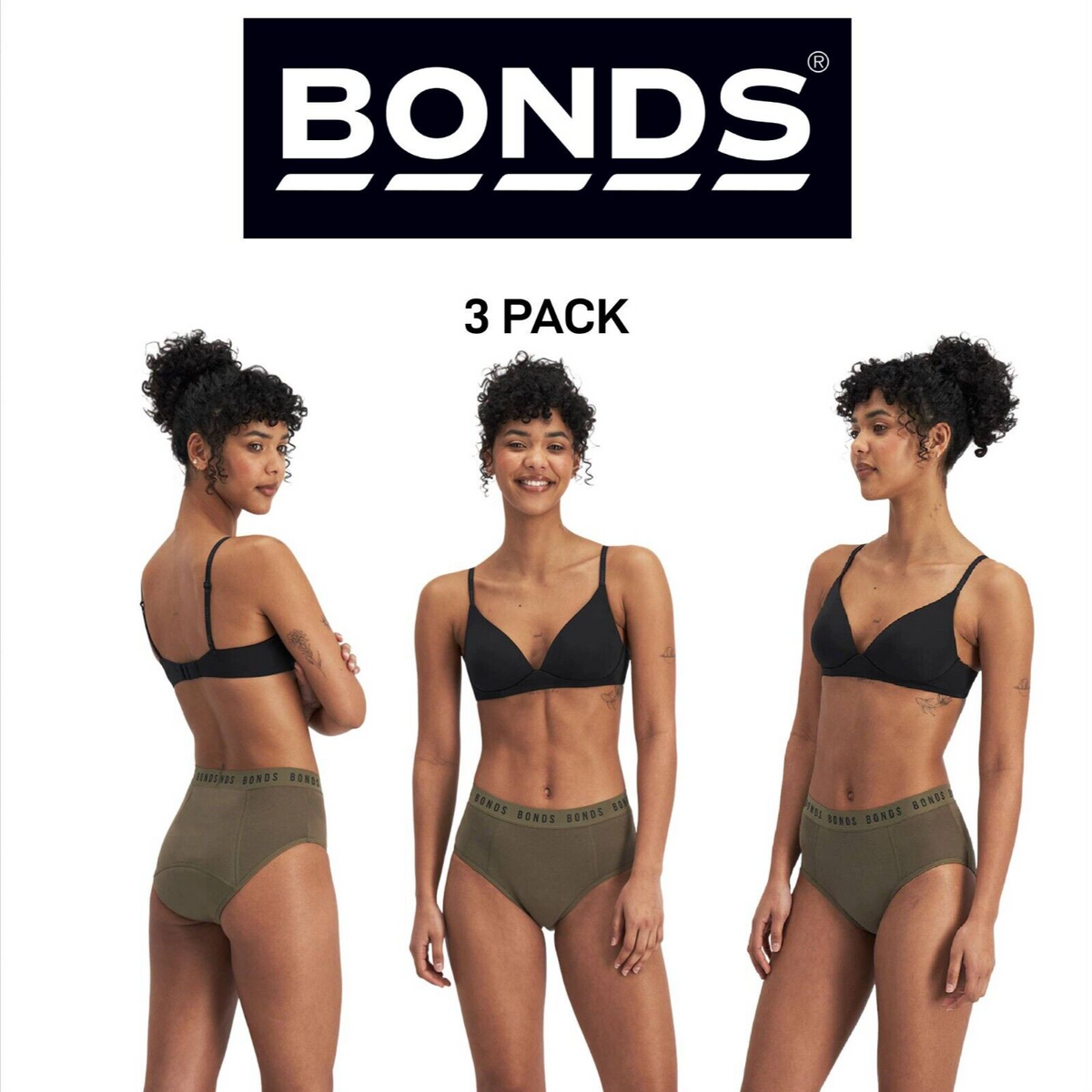 Bonds Womens Bloody Comfy Period Full Brief Heavy Absorbent Undies 3 Pack WTGLA