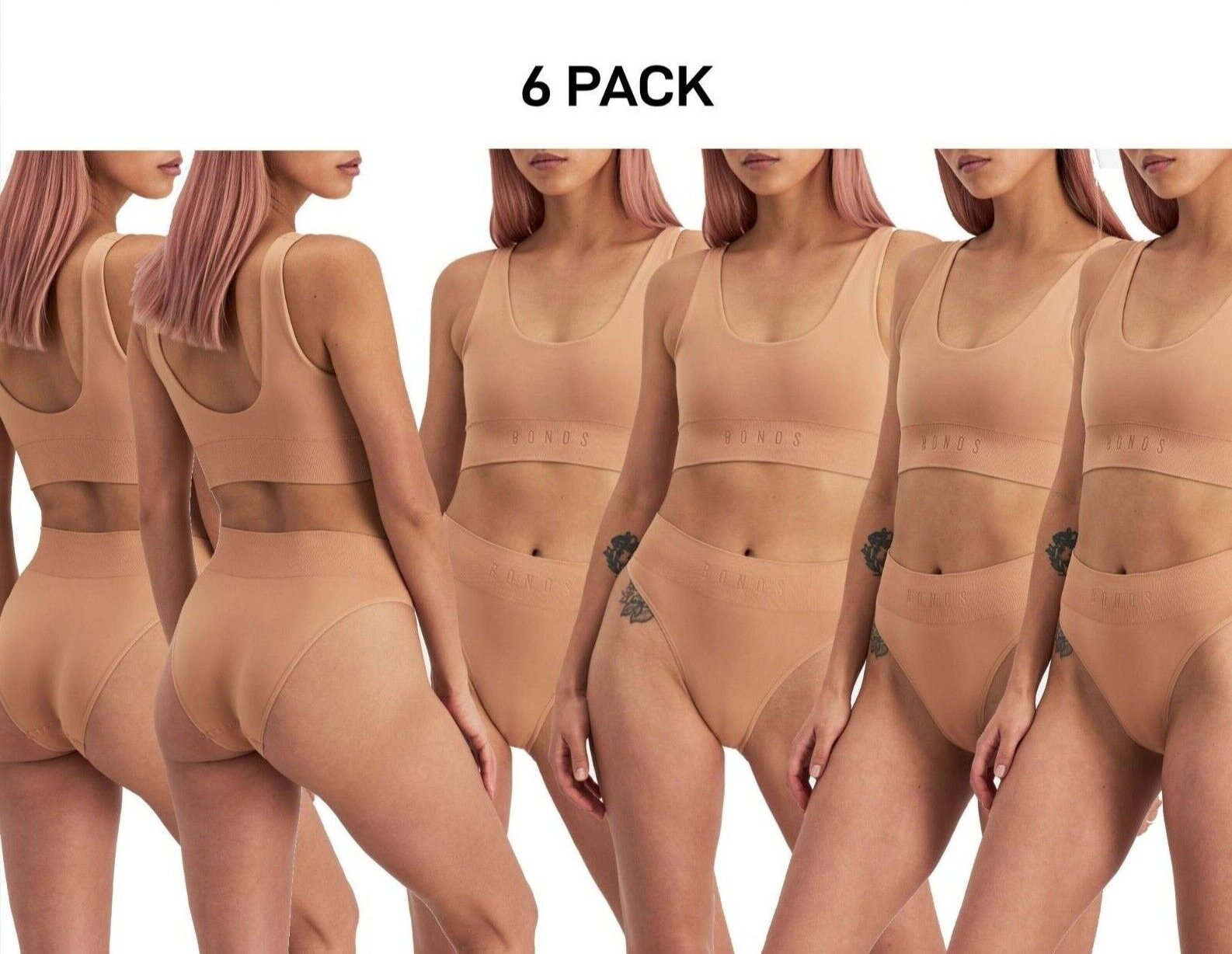 Bonds Womens Bases String Bikini Seamless Soft & Stretch Hi Waist 6 Pack WT4R