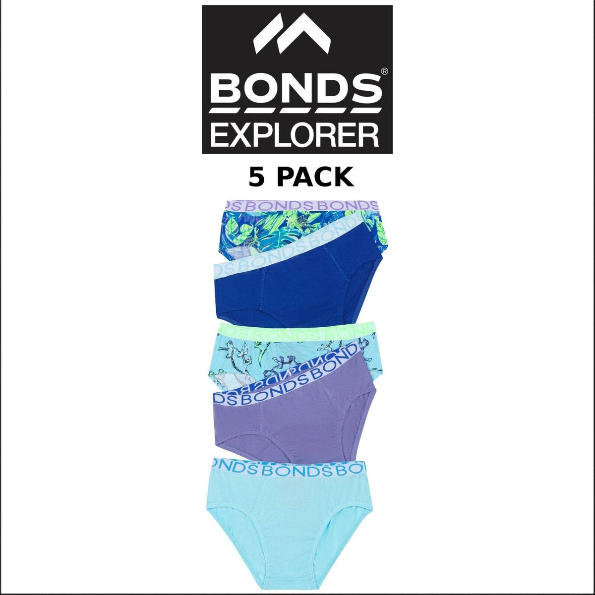 Bonds Boys Brief Soft Stretchable Comfortable Contoured Fit 5 Pack UWNU5A XS3