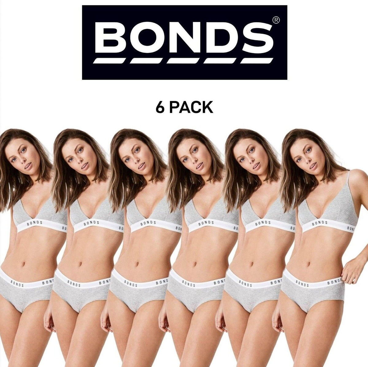 Bonds Womens Originals Triangle Crop Comfy Flattering Supportive 6 Pack WV7MT