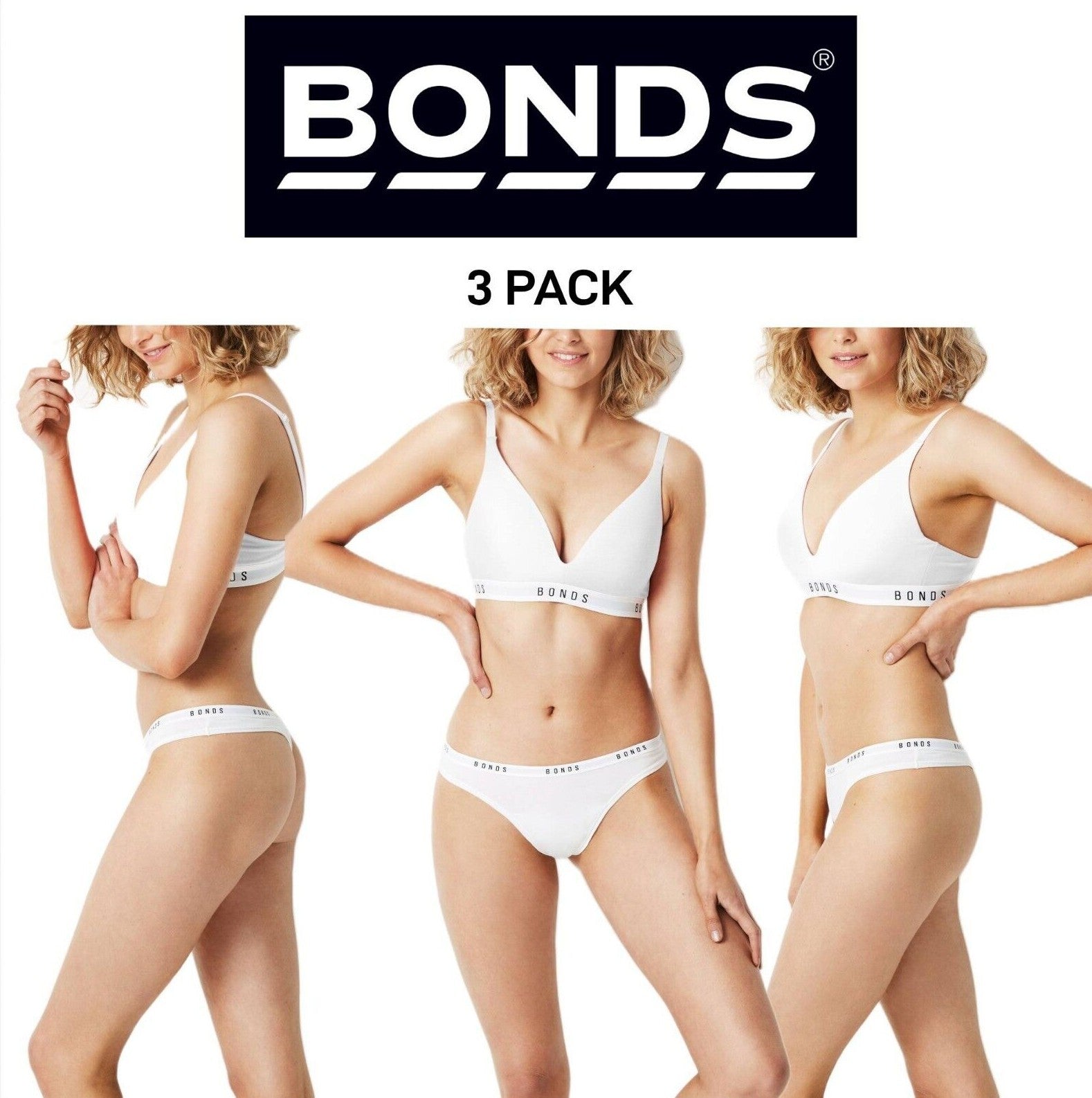 Bonds Womens Original Contour Triangle Soft Stretch Wireless Bra 3 Pack YXYQY