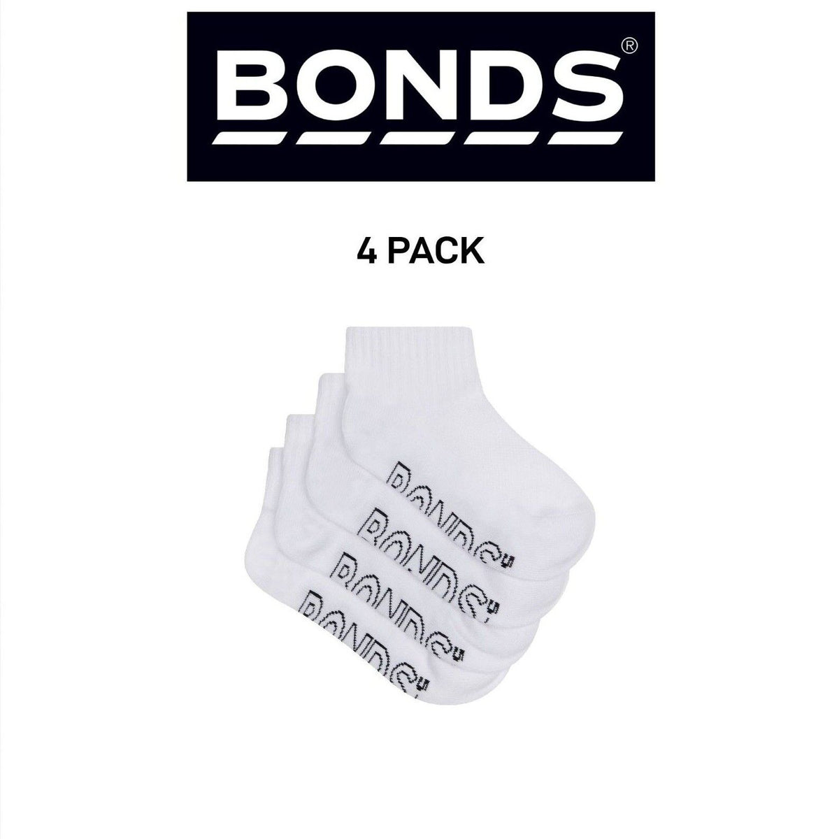Bonds Kids Logo Light Quarter Crew Lightweight and Breathability 4 Pack RXUT4N