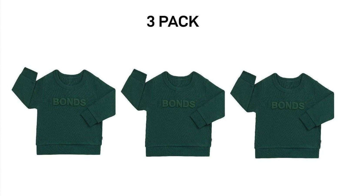 Bonds Baby Tech Sweats Pullover Ultimate Warm Comfort Sporty Style 3 Pack KVQTA