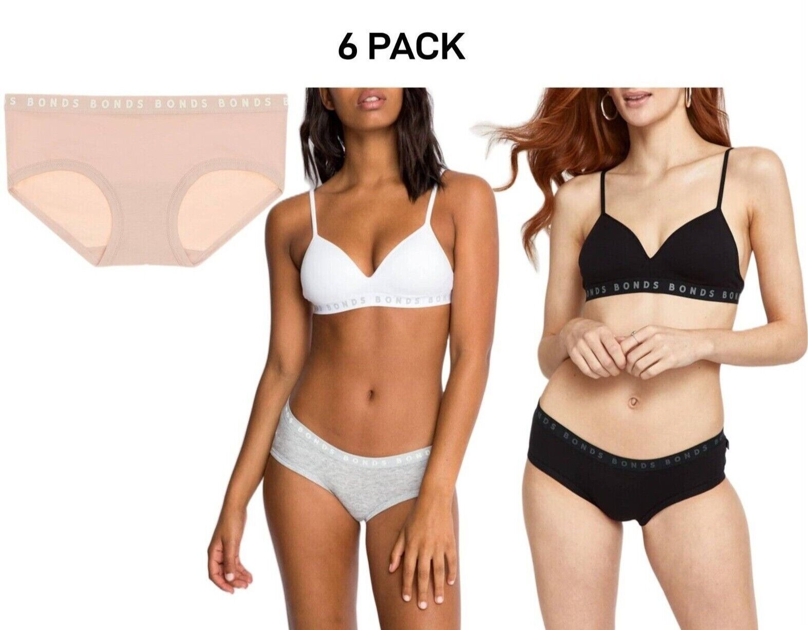 Bonds Womens Hipster Boyleg Soft Cotton Comfortable Stretch Brief 6 Pack WUVWA