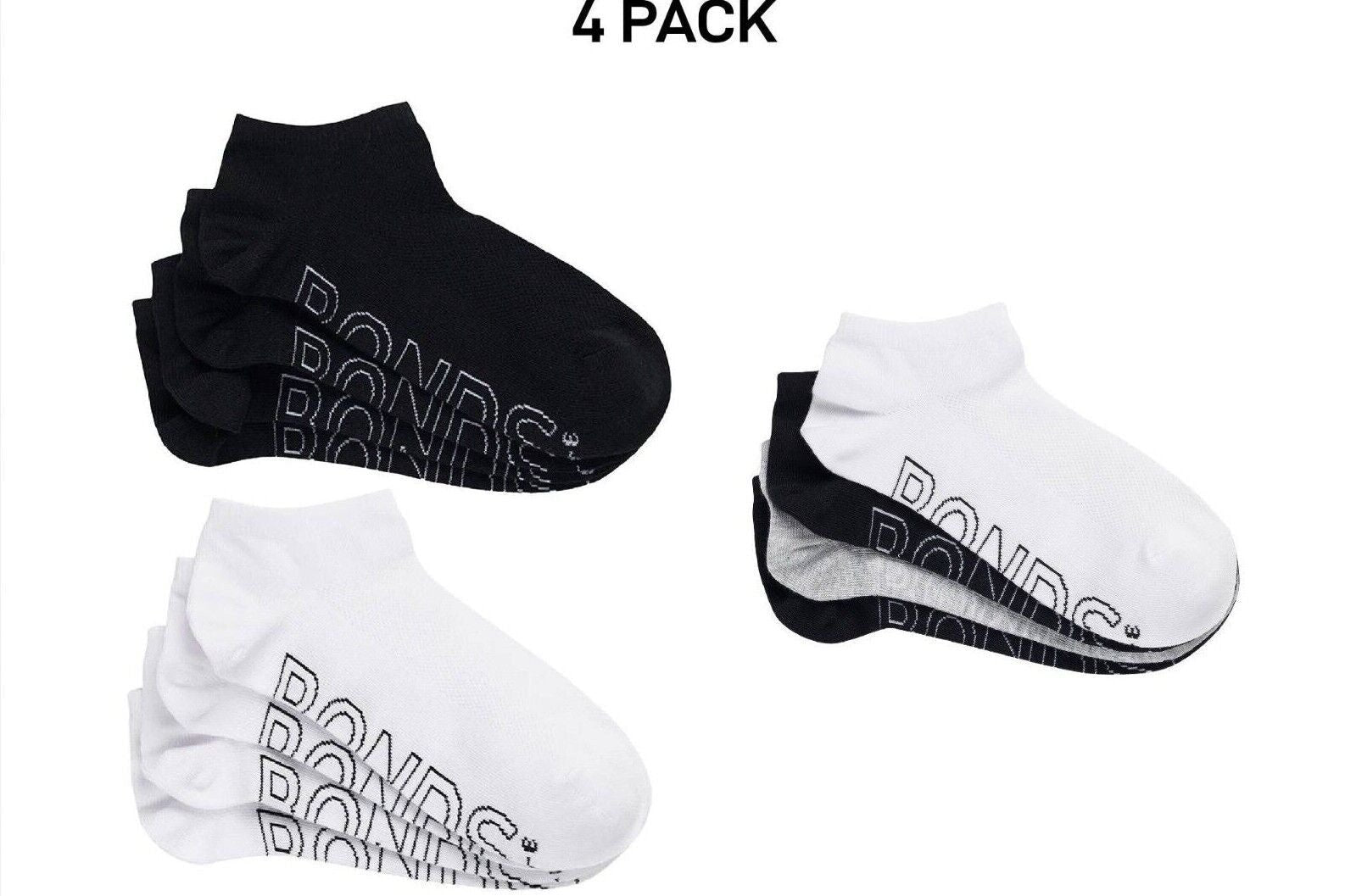 Bonds Womens Lightweight Low Cut Smooth Comfy Stay-Put Fit Socks 4 Pack LXPV4N