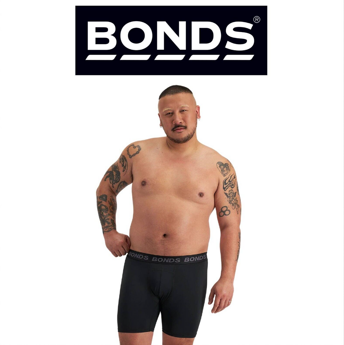 Bonds Mens Quickdry Mid Trunk Wide Inner Leg Panel Moisture Wicking Support MWQK