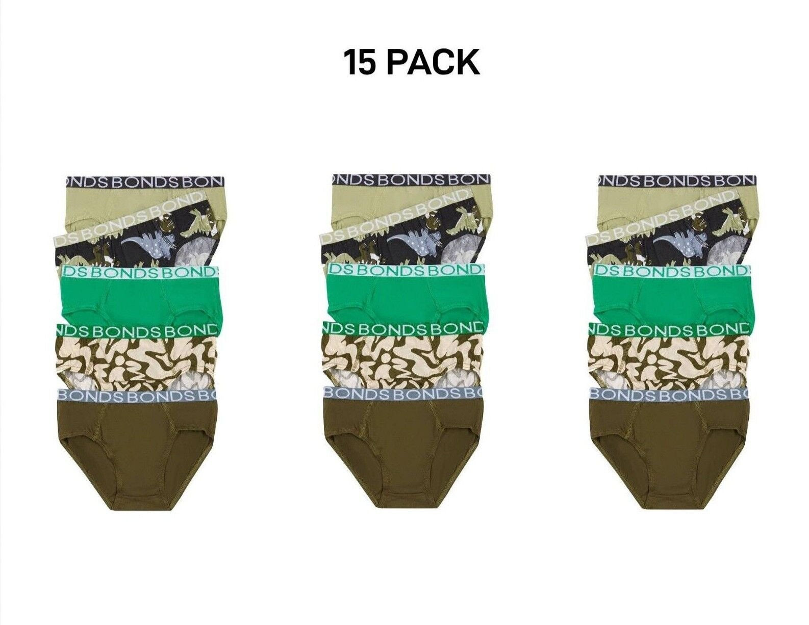 Bonds Boys Brief Soft Stretchable and Comfortable Contoured Fit 15 Pack UWNU5A