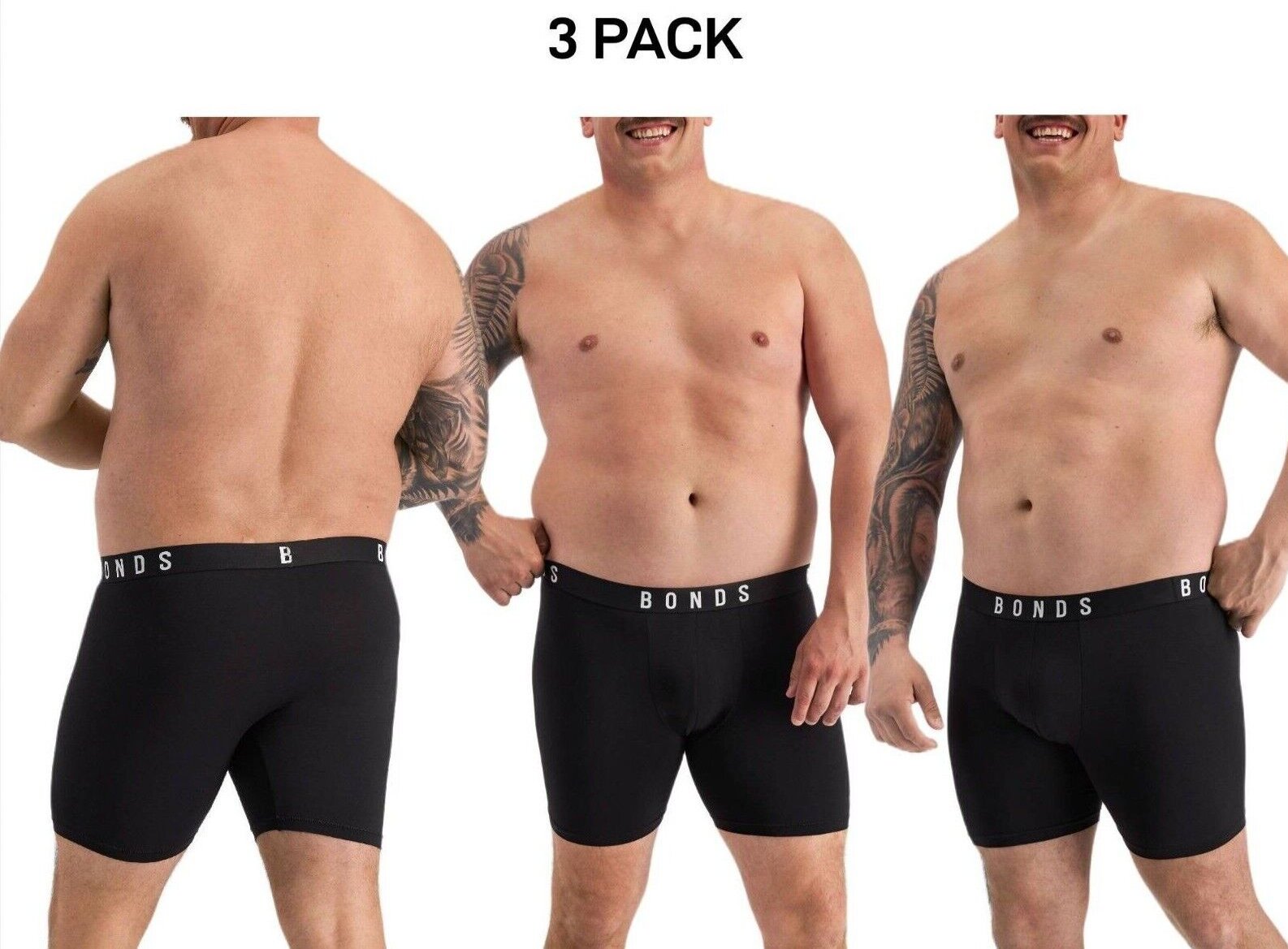 Bonds Mens Originals Mid Trunk Soft Breathable Cotton for Comfort 3 Pack MXUKA