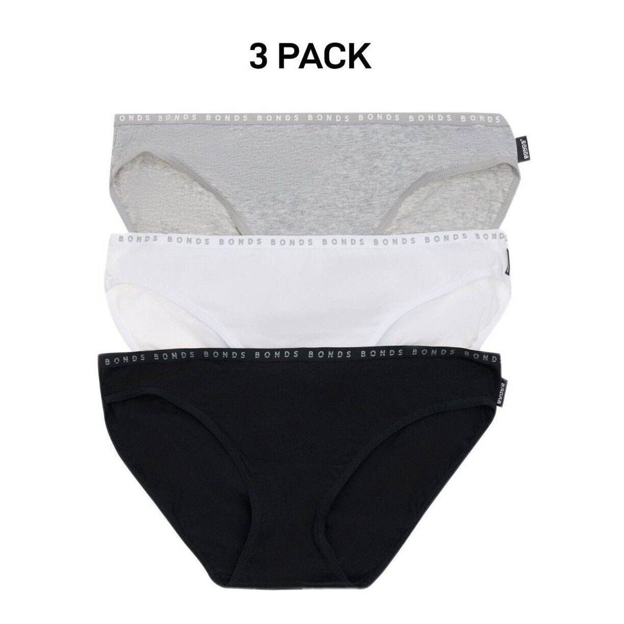 Bonds Womens Hipster Bikini Soft Cotton Low Rise Stretchy Waist 3 Pack WUFNA