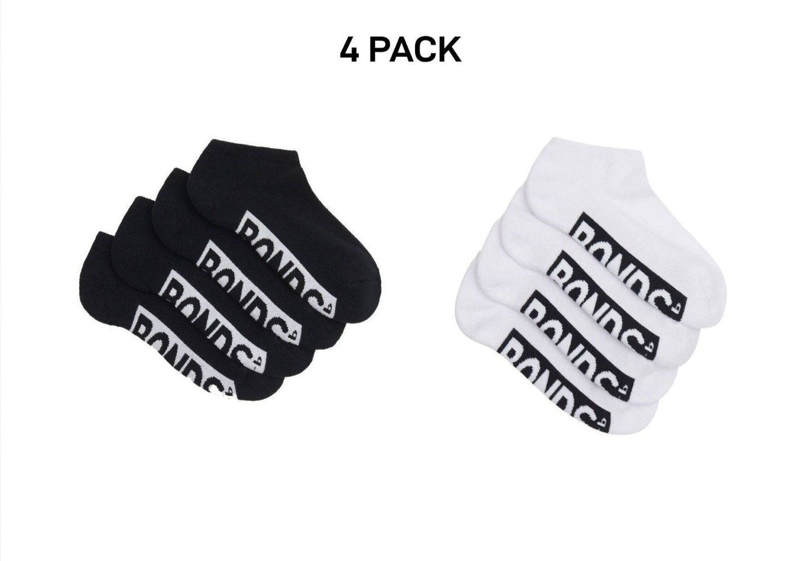 Bonds Kids Logo Cushioned Low Cut Socks Cotton Comfy Cushioning 4 Pack RXTV4W