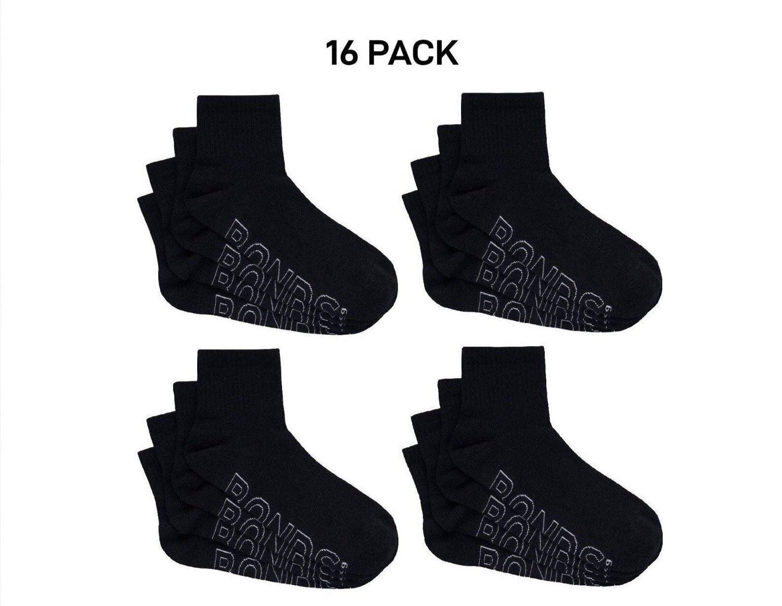 Bonds Mens Logo Lightweight Quarter Crew Comfy Aussie Cotton Sock 16 Pack SXMX4N