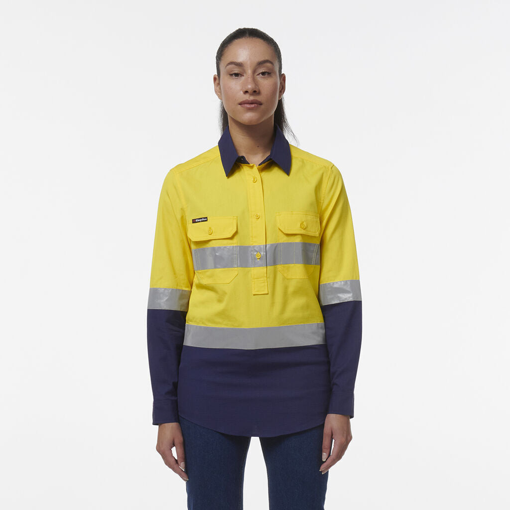 KingGee Women Workcool Vented Closed Front Reflective Shirt K44230-Collins Clothing Co