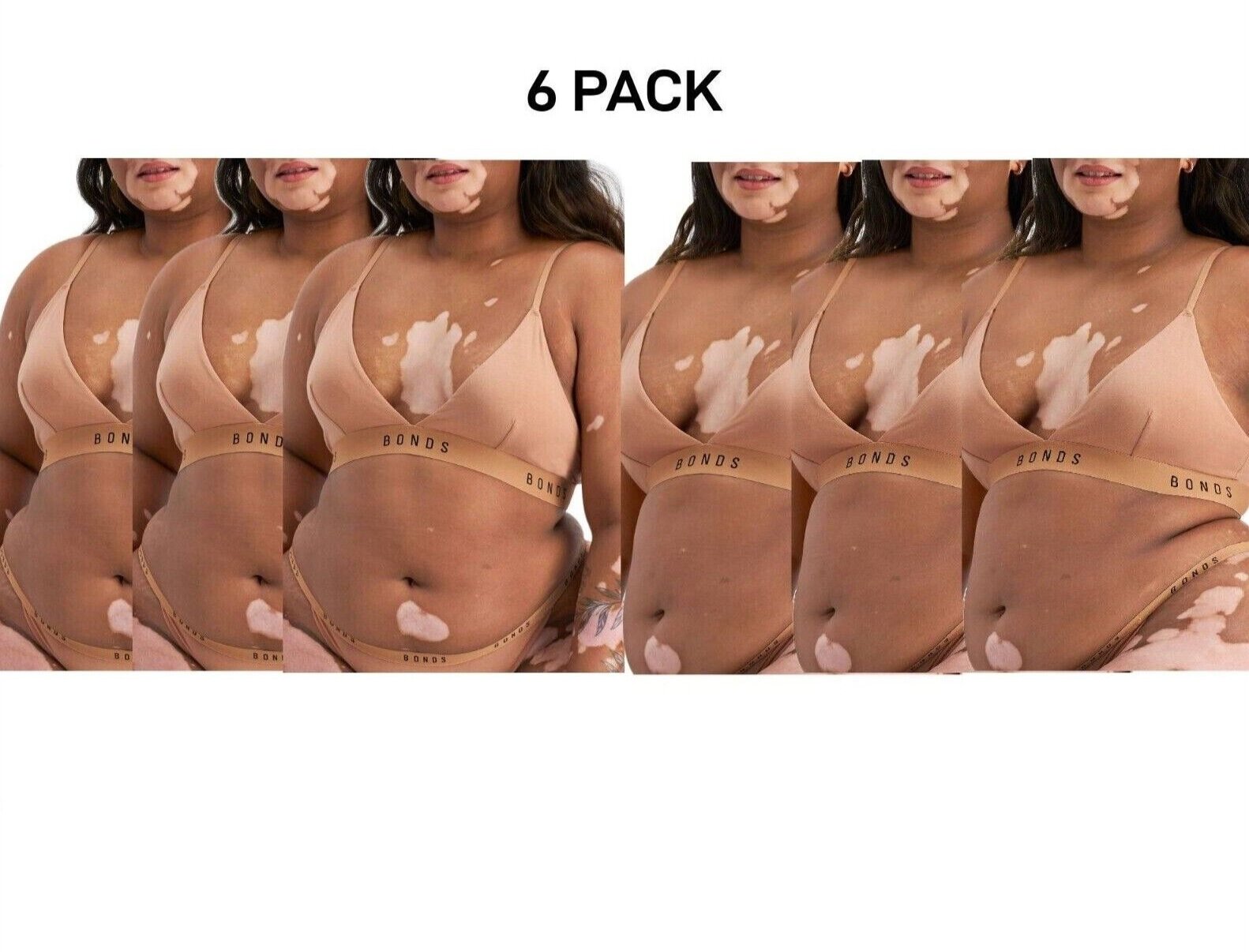 Bonds Womens Original Triangle Crop Comfy Flattering Supportive Bra 6 Pack WVGGA