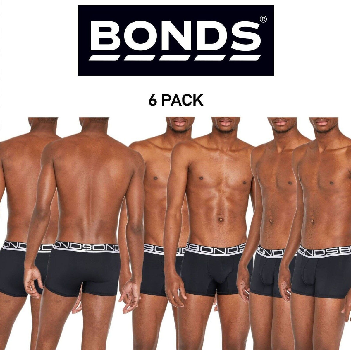 Bonds Mens Active Quick Dry Trunk Better Retention Great Coverage 6 Pack MY7XA