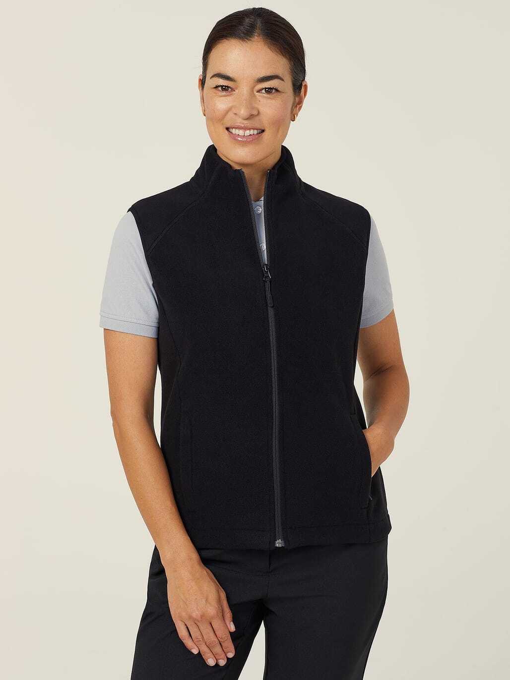 SALE NNT  Polar Fleece Vest Classic Fit Black Front Zip Opening Vest CAT745