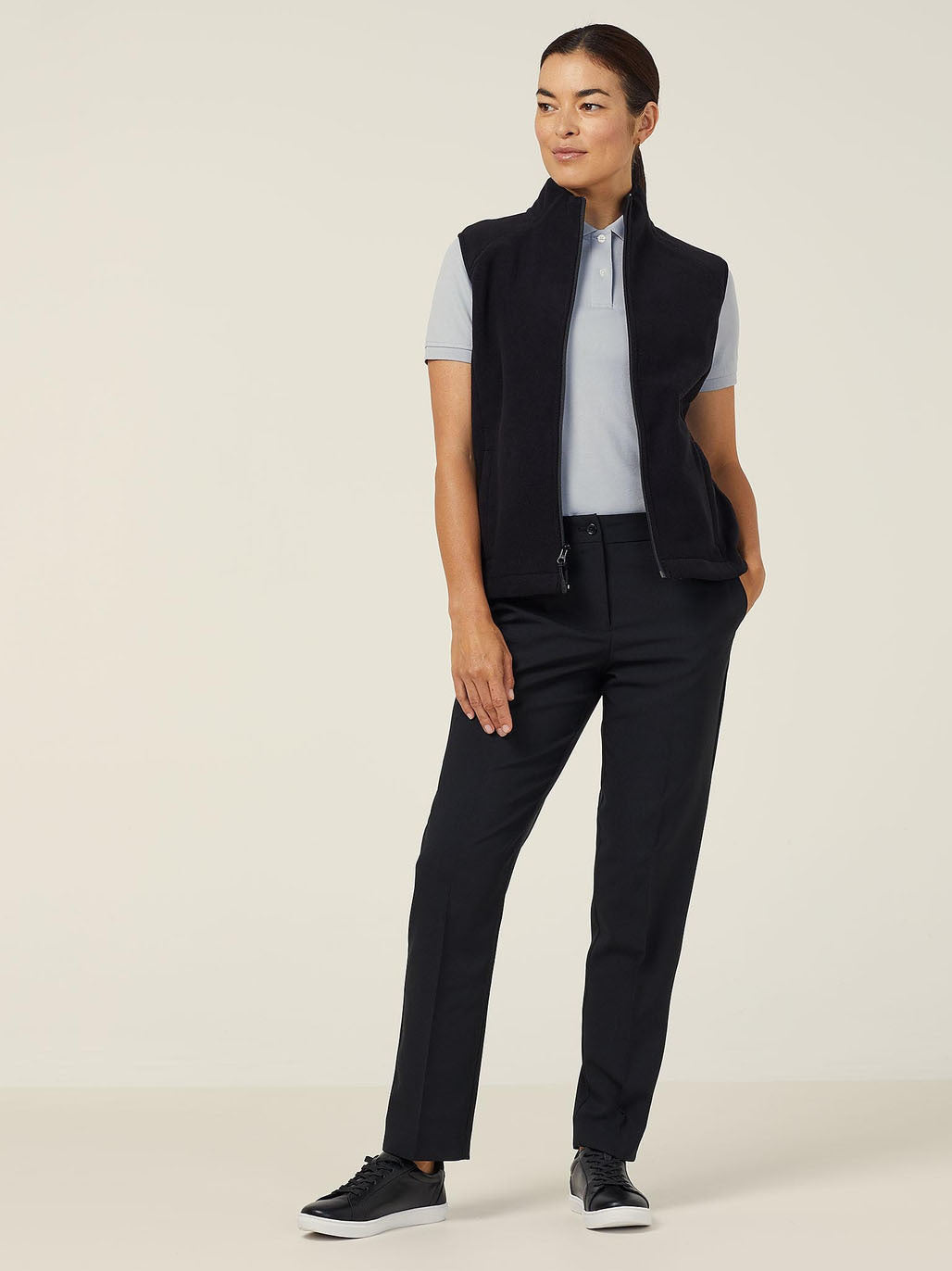 SALE NNT  Polar Fleece Vest Classic Fit Black Front Zip Opening Vest CAT745