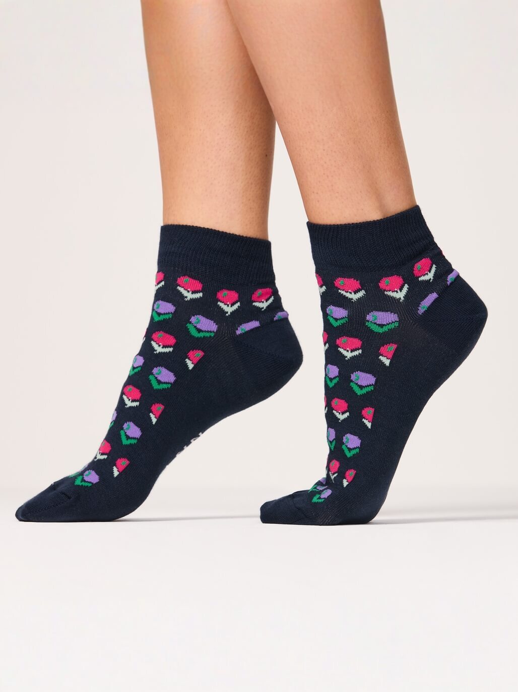 4PACK NNT Blossom Bliss Ankle Socks Ink Multi Cotton Rich CATKZC
