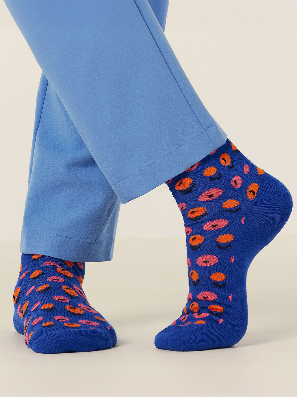 4PACK NNT Peach Blossom Crew Socks Blue Peach Unisex Cotton Rich CATKZD