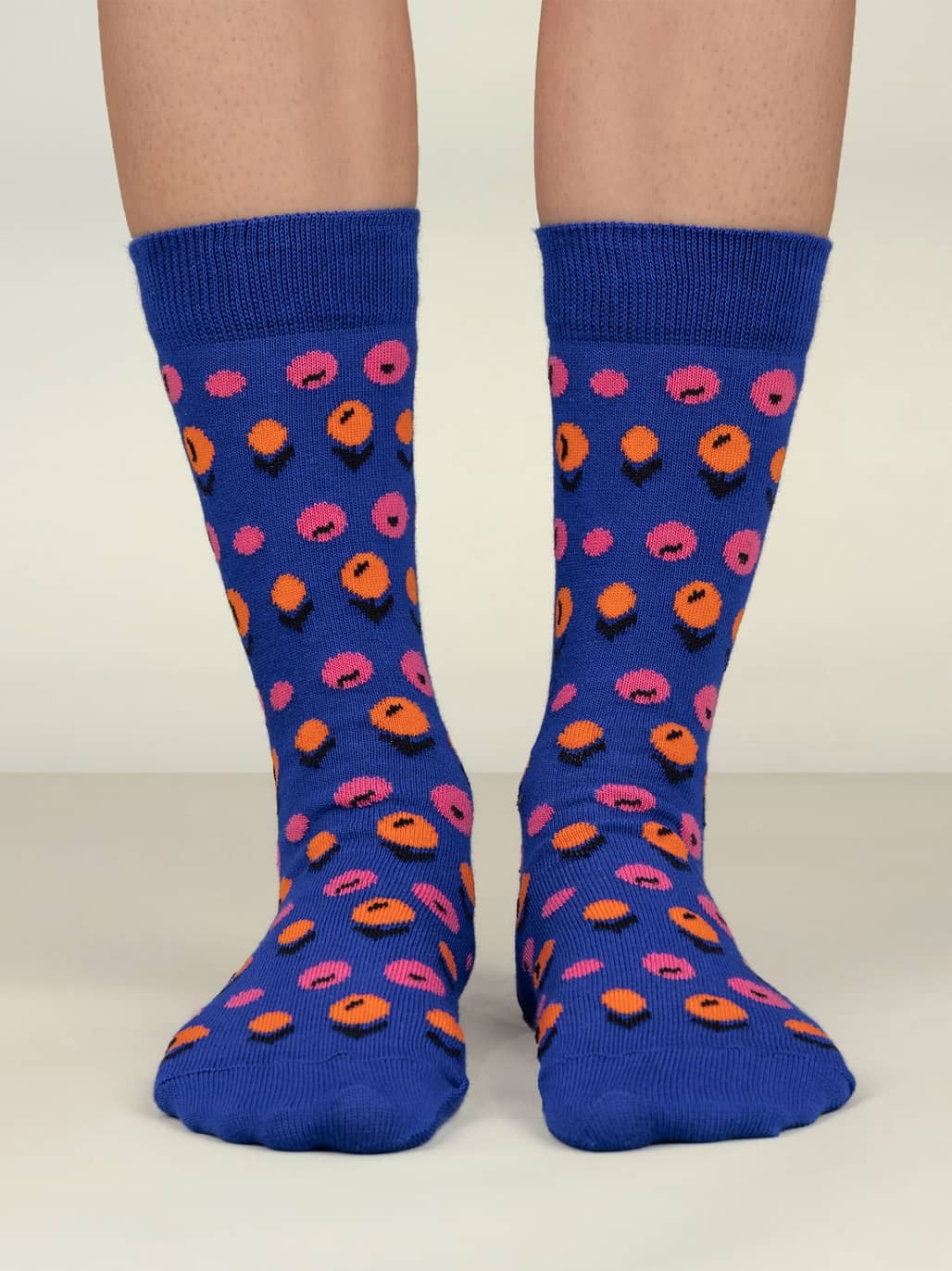4PACK NNT Peach Blossom Crew Socks Blue Peach Unisex Cotton Rich CATKZD