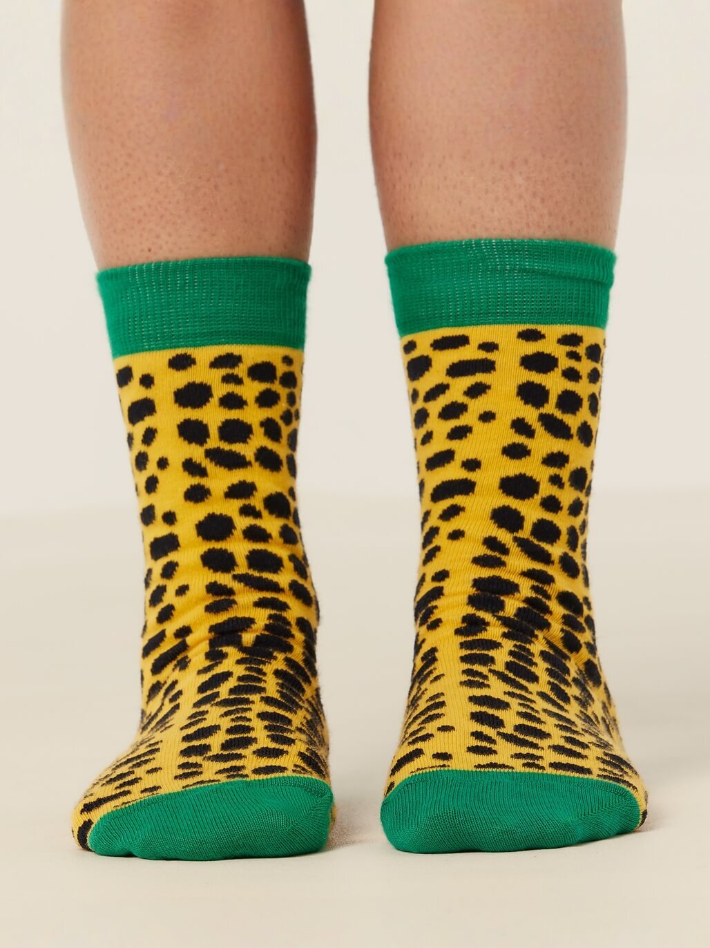 4PACK NNT Jungle Crew Socks Yellow Black Unisex Cotton Rich CATKZE