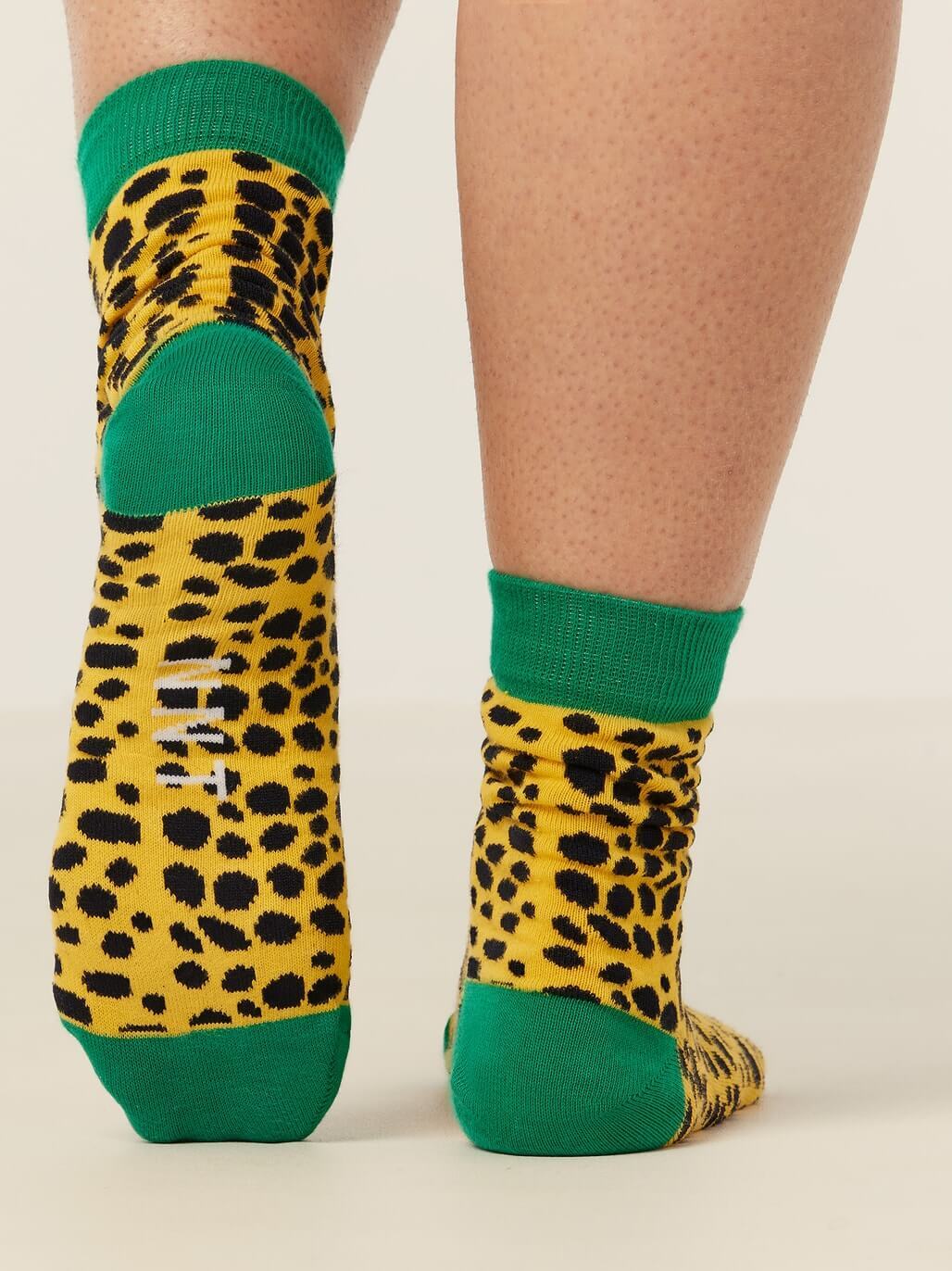 4PACK NNT Jungle Crew Socks Yellow Black Unisex Cotton Rich CATKZE