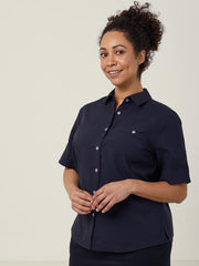 NNT Womens Polylin Short Sleeve Action Back Shirt Navy CATU2U
