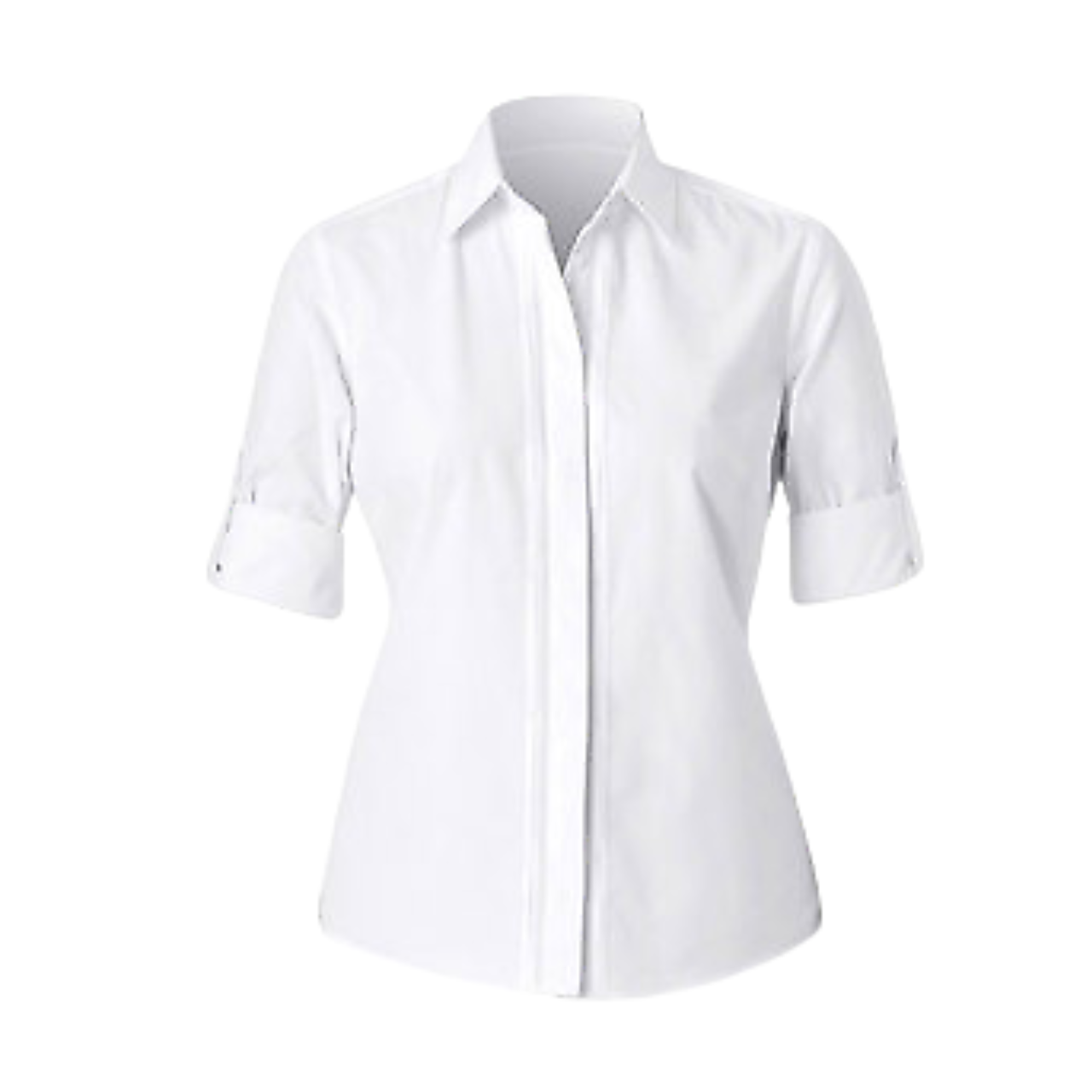 NNT Womens Polycotton 3/4 Rollup Shirt White Classic Business Shirt CAT4M9-Collins Clothing Co