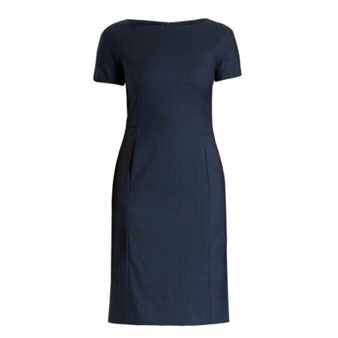 NNT Women Sharkskin Short Sleeve Detail Dress Formal Business Knee Lenght CAT66L-Collins Clothing Co